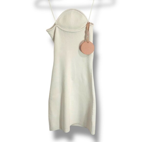 Alexis Giasa White Mini Dress - Strapless Neckline with Sculptural Curve Size S - Picture 4 of 14